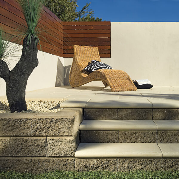 Coastal Stone 600 x 400 Bullnose Step Pavers - Vanilla