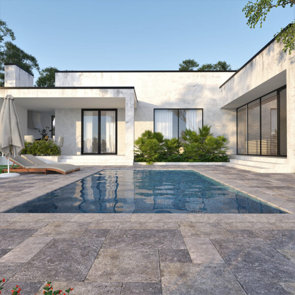 Silver Travertine Pool Pavers