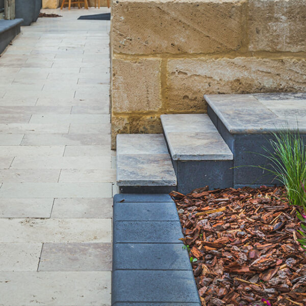 Silver Travertine Tiles Pathway and Steps - Coastal Landscapes and Fencing