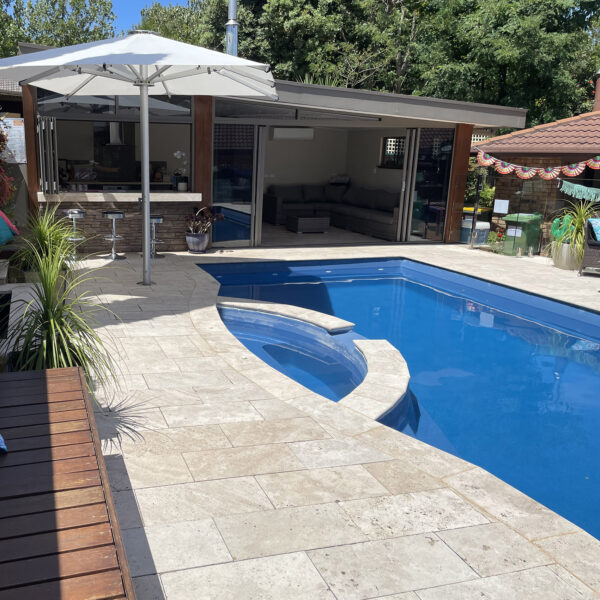 Travertine Medium Light 600 x 300 Pool Paving