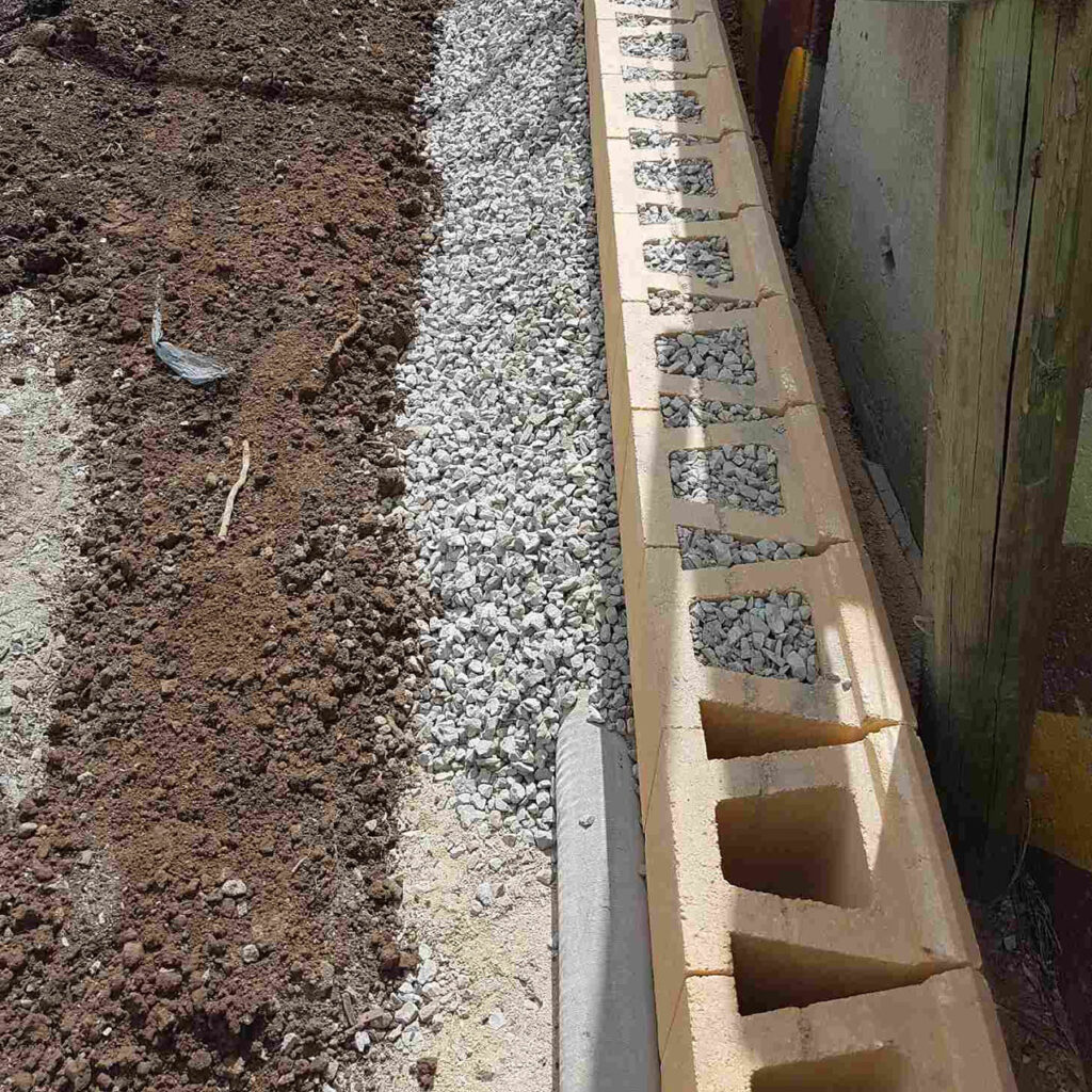 Drain Coil behind the Wall Retaining Wall DIY