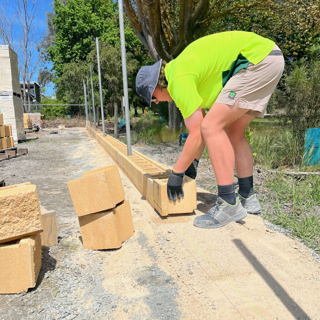 Step 4 First course Retaining Wall DIY