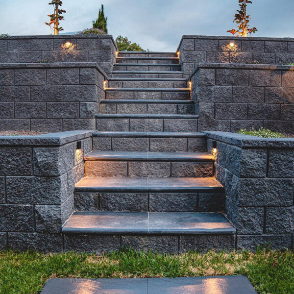 Easy Wall Block Steps Charcoal | Southern Earth Landscaping